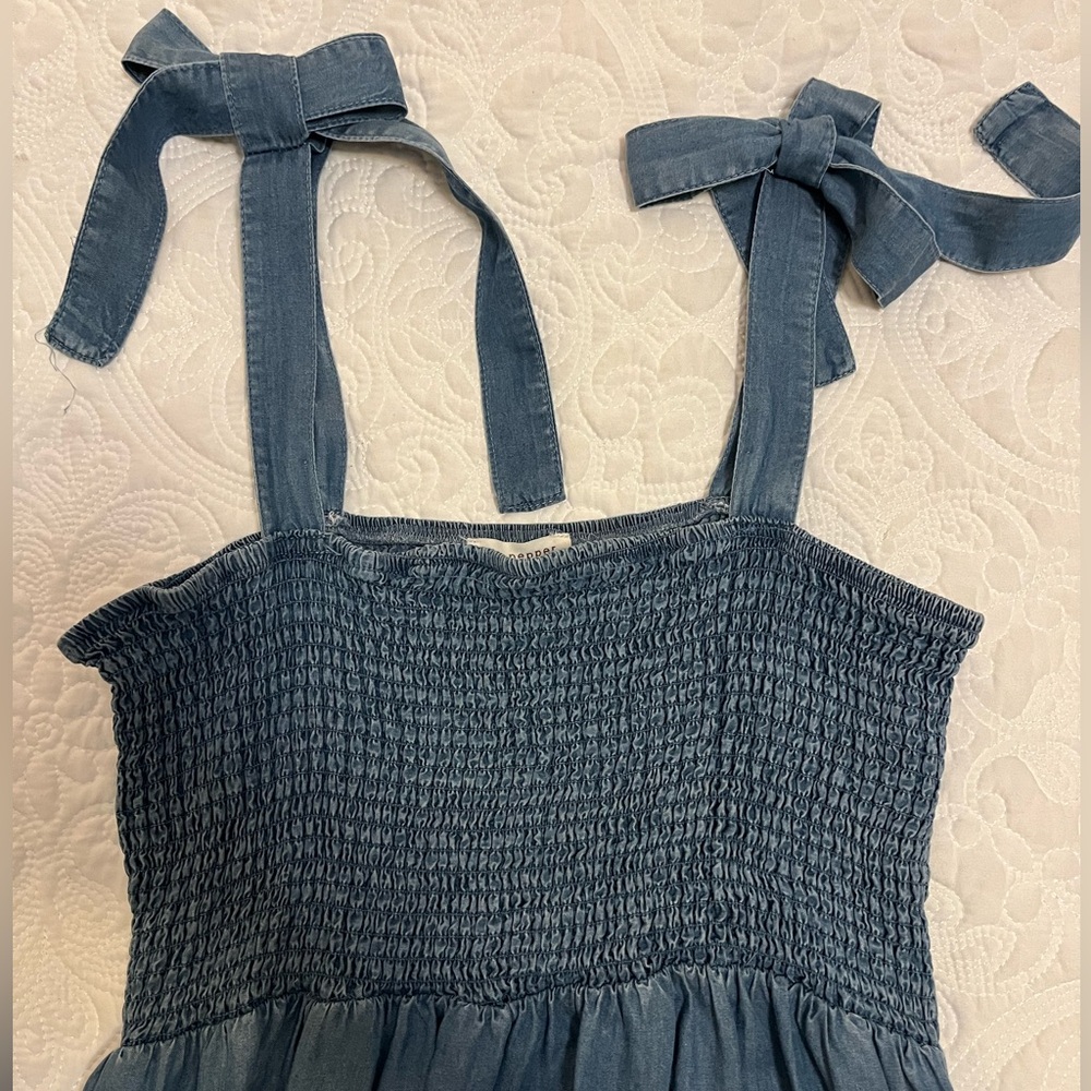 Women’s Denim Smocked Maxi Sundress - Picture 2 of 4